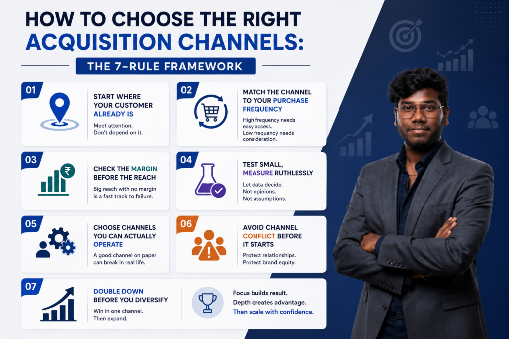 the Actual 7 rule framework to choose the right customer acquisition channels