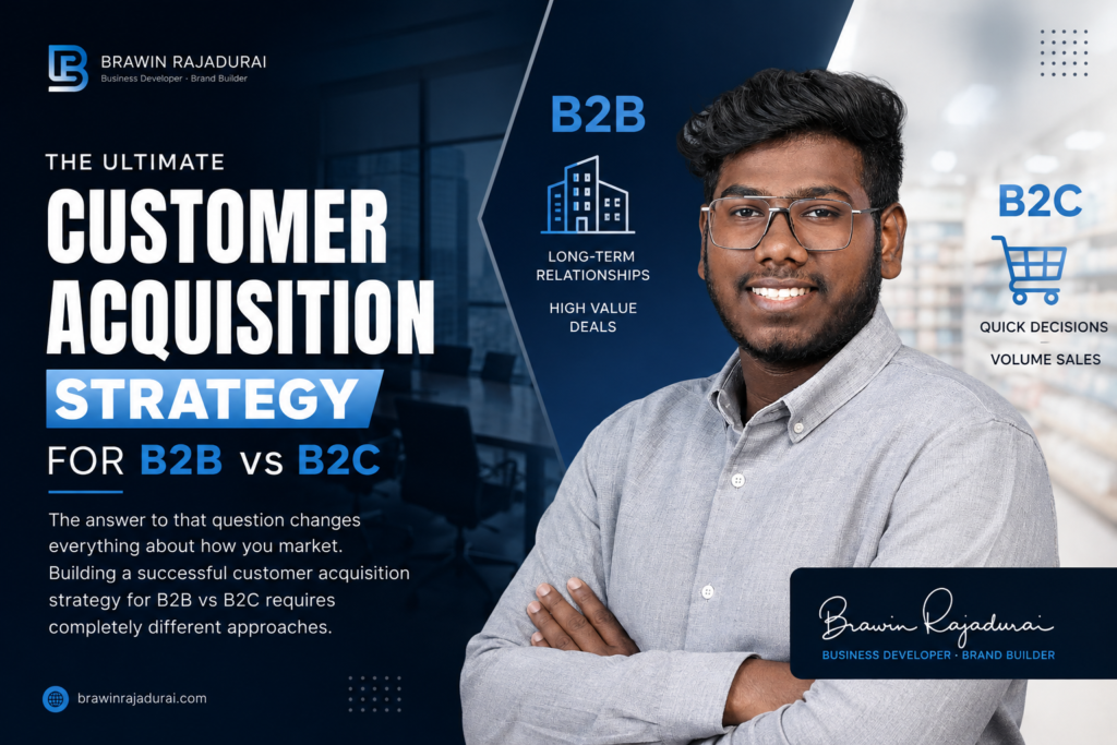 customer acquisition strategy for B2B vs B2C by brawin rajadurai