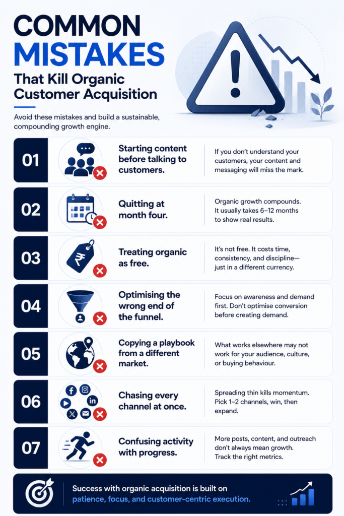 Common organic customer acquisition strategies mistakes that kill customer acquisition