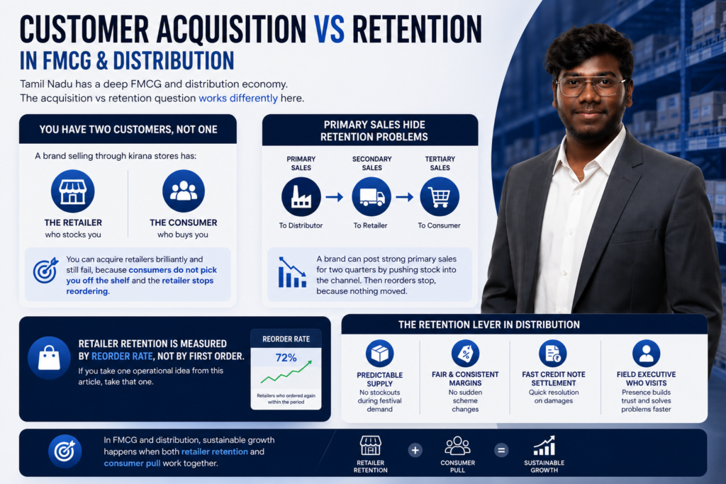 customer acquisition vs retention in fmcg and distribution 