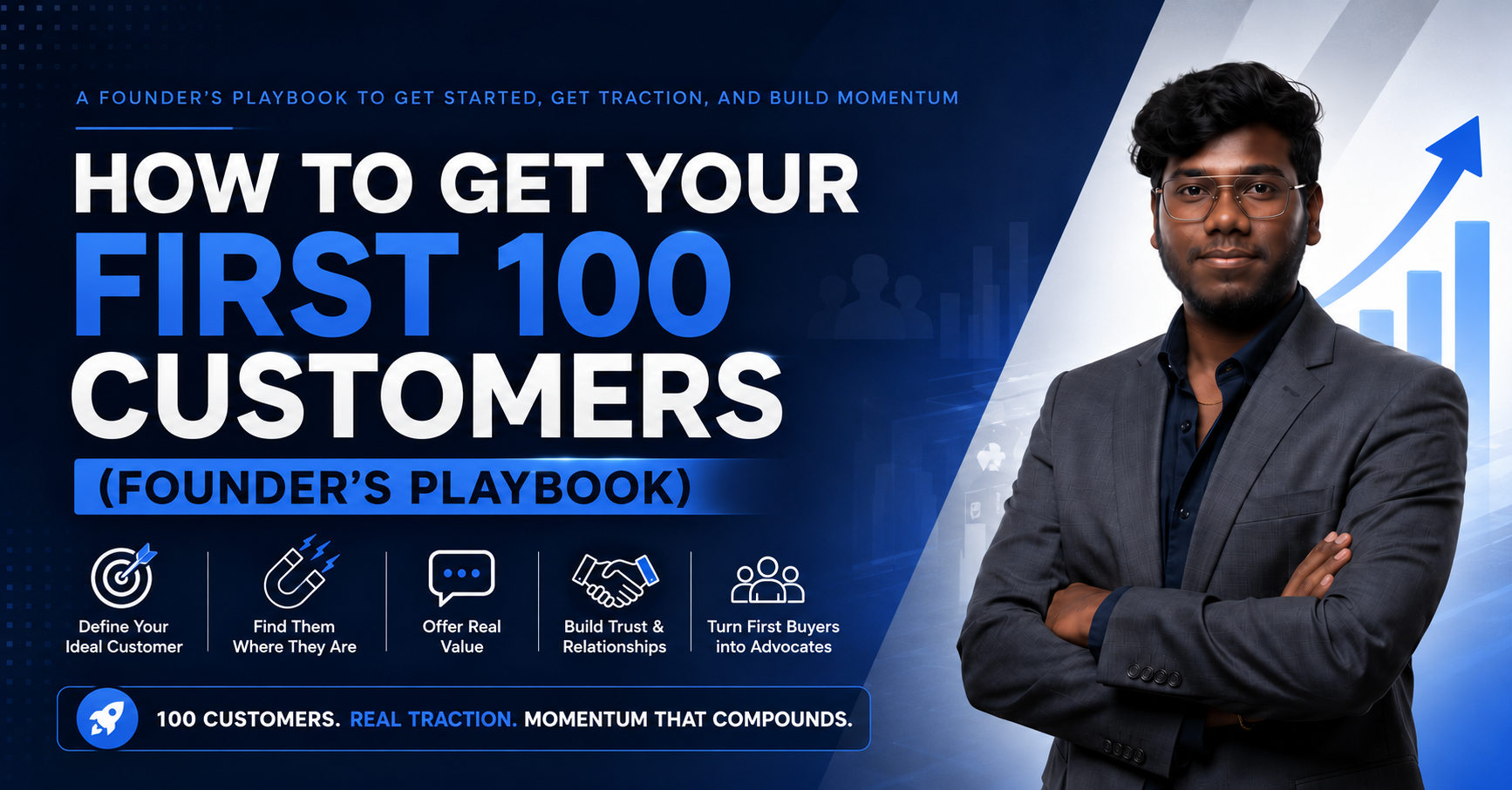 Business banner showing early customer acquisition journey for Indian startups